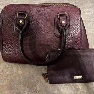 Aldo Brown Satchel with Textured Leather and Gold Hardware